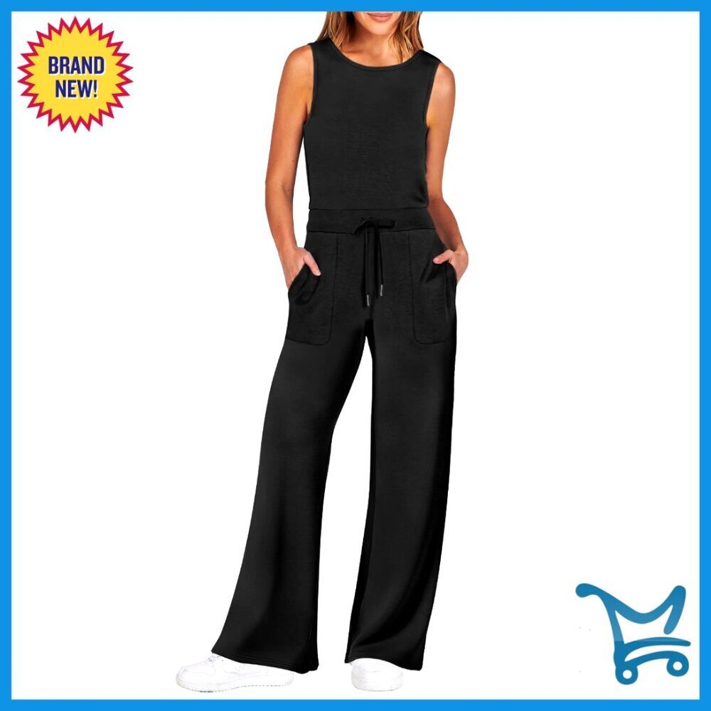 Sleeveless Wide Leg Jumpsuit Thick Casual Romper One Piece Outfit Vacation Wear